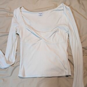 Aritzia Sunday Best White Twist Sweetheart Long Sleeve Top